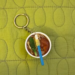 Miniature Ramen Bowl Keychain - Lime Green Accent